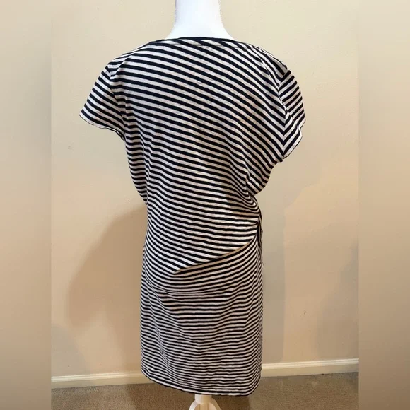 Talbots Classic Striped Black and Navy Cotton Pullover Dress - Picture 2 of 8